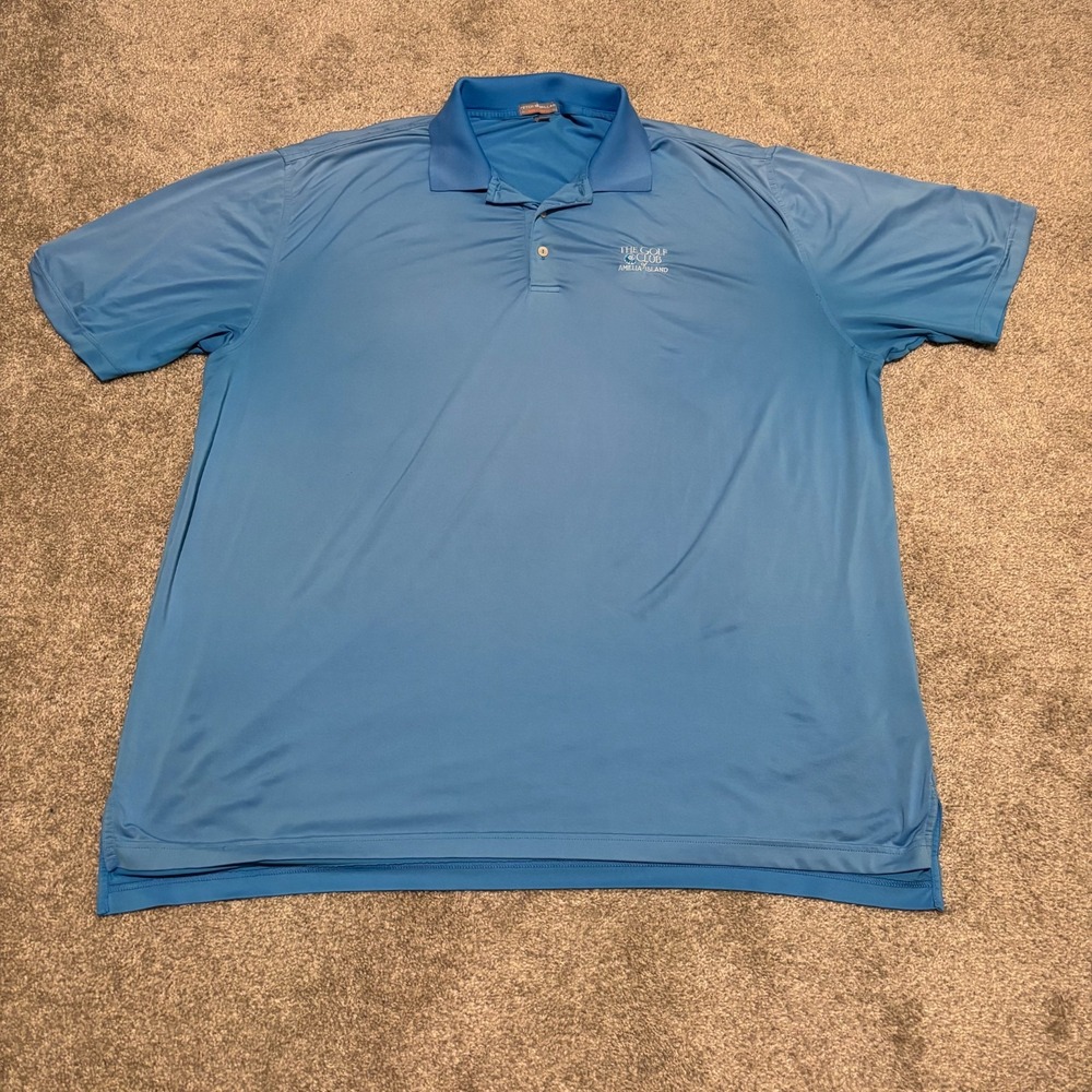 Peter Millar Summer Comfort Polo Shirt Mens XXL Blue Solid Performance Golf